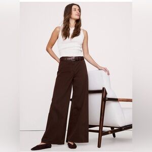 NWT Banana Republic High Rise Wide Leg Cotton Chocolate Brown Pant 0/P